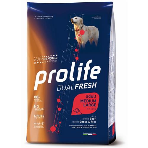 PROLIFE Dual Fresh Adult fresh Beef, fresh Goose & Rice - Medium/Large  12KG