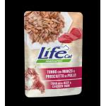 LIFE NATURAL CAT BUSTE TONNO CON MANZO E PROSCIUTTO DI POLLO 70GR  