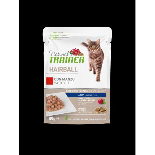 NATURAL TRAINER CAT Hairball Adult con manzo e mix di fibre  85GR